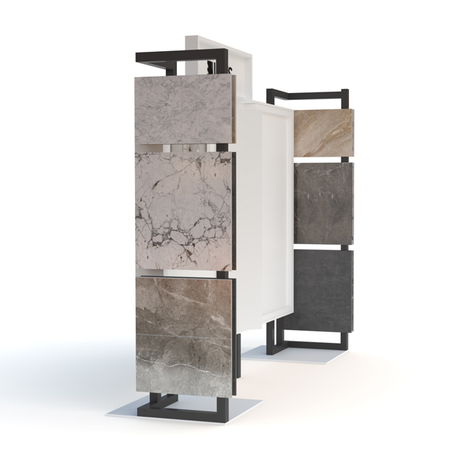 Porcelain brick rack against wall